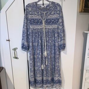 R. Vivimos Floral Blue and White Bohemian Dress